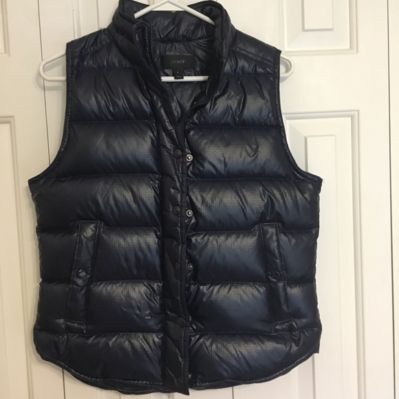 J. Crew Jackets & Blazers - J.crew shiny puffy dark blue vest
